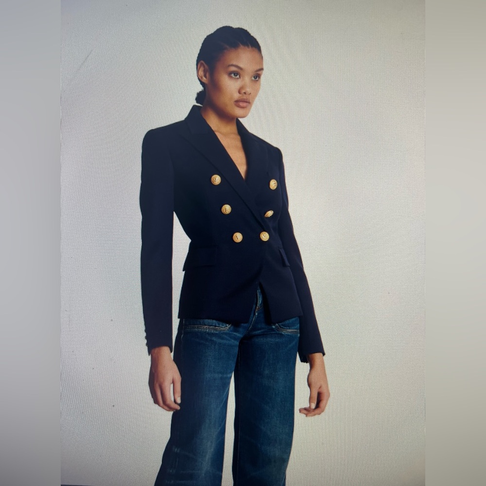 Worn once-Authentic -NAVY BLUE- Balmain Classic Wool Double Breasted Blazer